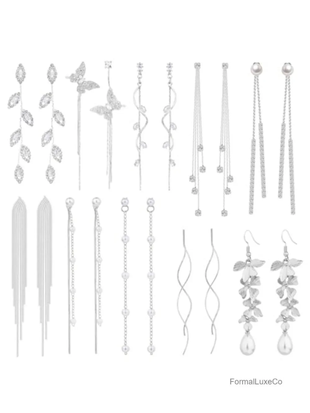 Long Tassel Fringe Chandelier Drop Statement Rhinestone Faux Pearl Butterfly